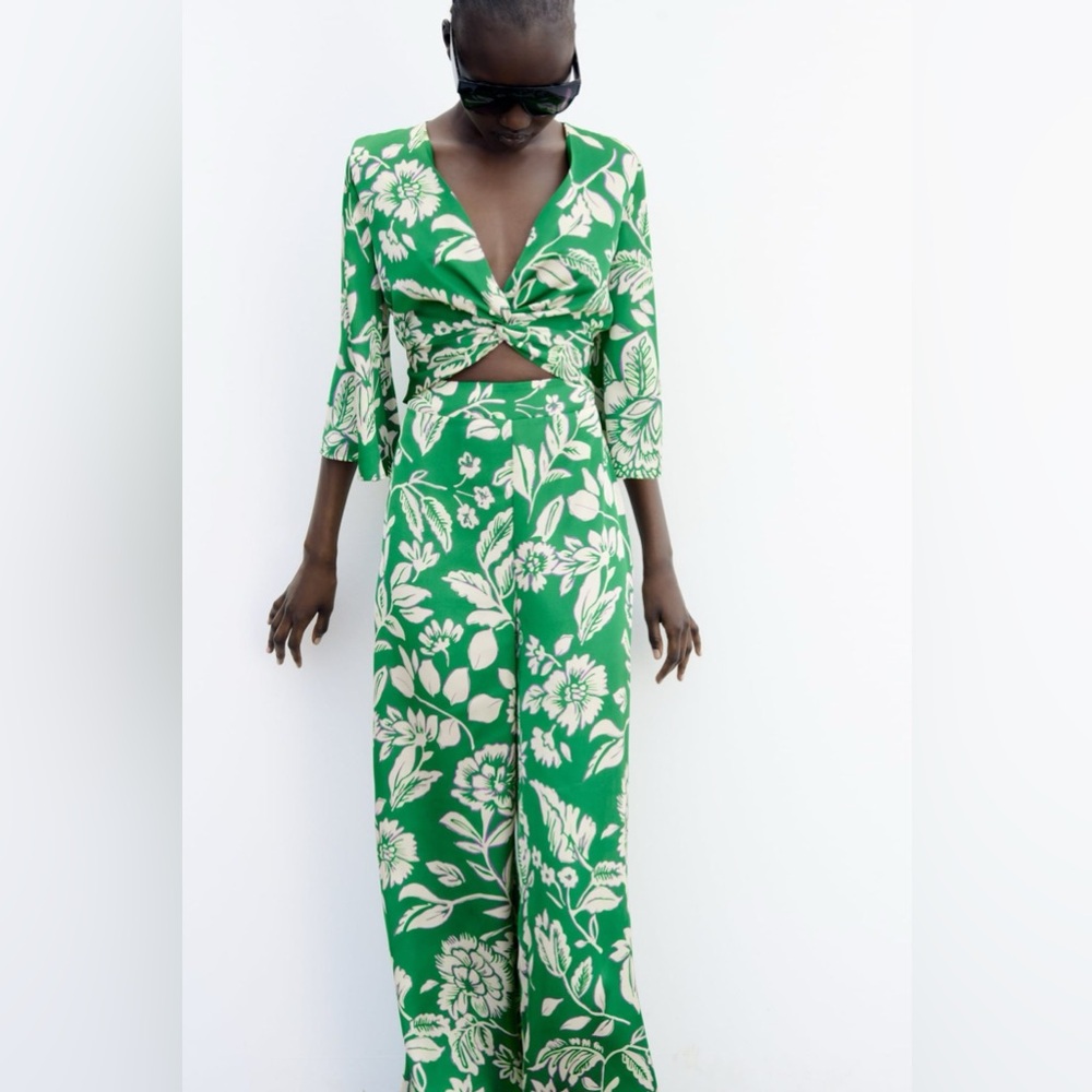 Zara romper jumpsuit cut out Bohemian casual Summer Floral print - Picture 6 of 7